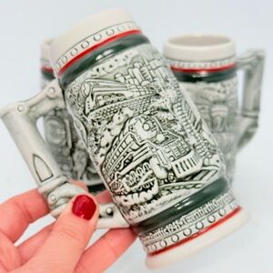 Set of three Avon Vintage Trains Mini Beer Steins | Ceramarte Ceramic Brazil